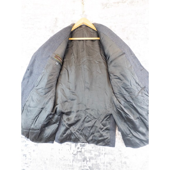 JOSEPH ABBOUD Men's Blue Blazer Jacket Two Tone Woven Houndstooth Wool 40R - Picture 5 of 8